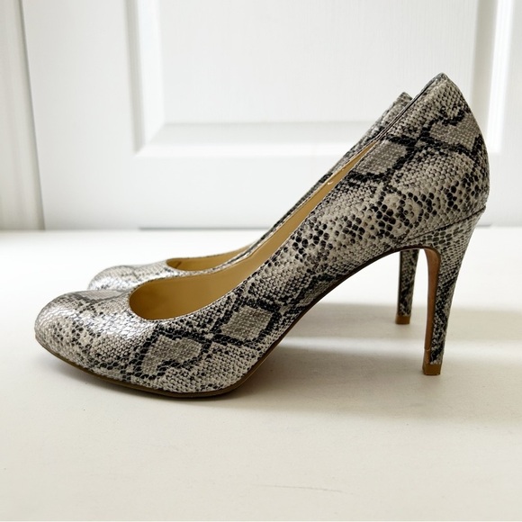 Expression Grey Snakeskin Patterned High Heels Leather Pumps Size 8 - Picture 6 of 16